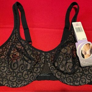Olga Black Swirl Lace Bra